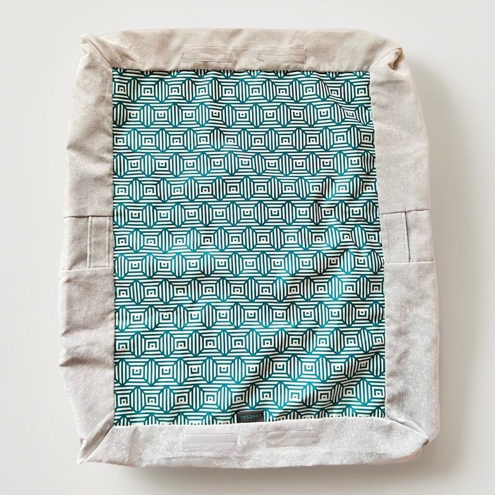 Lovesac Sactional Storage Seat LID Cover Sky Grey Corded Velvet